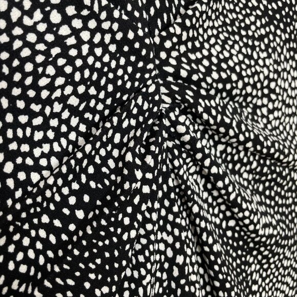Ann Taylor Shift Dress Faux Wrap Black White Abstract Dots Size 12 Women Stretch - Picture 7 of 10